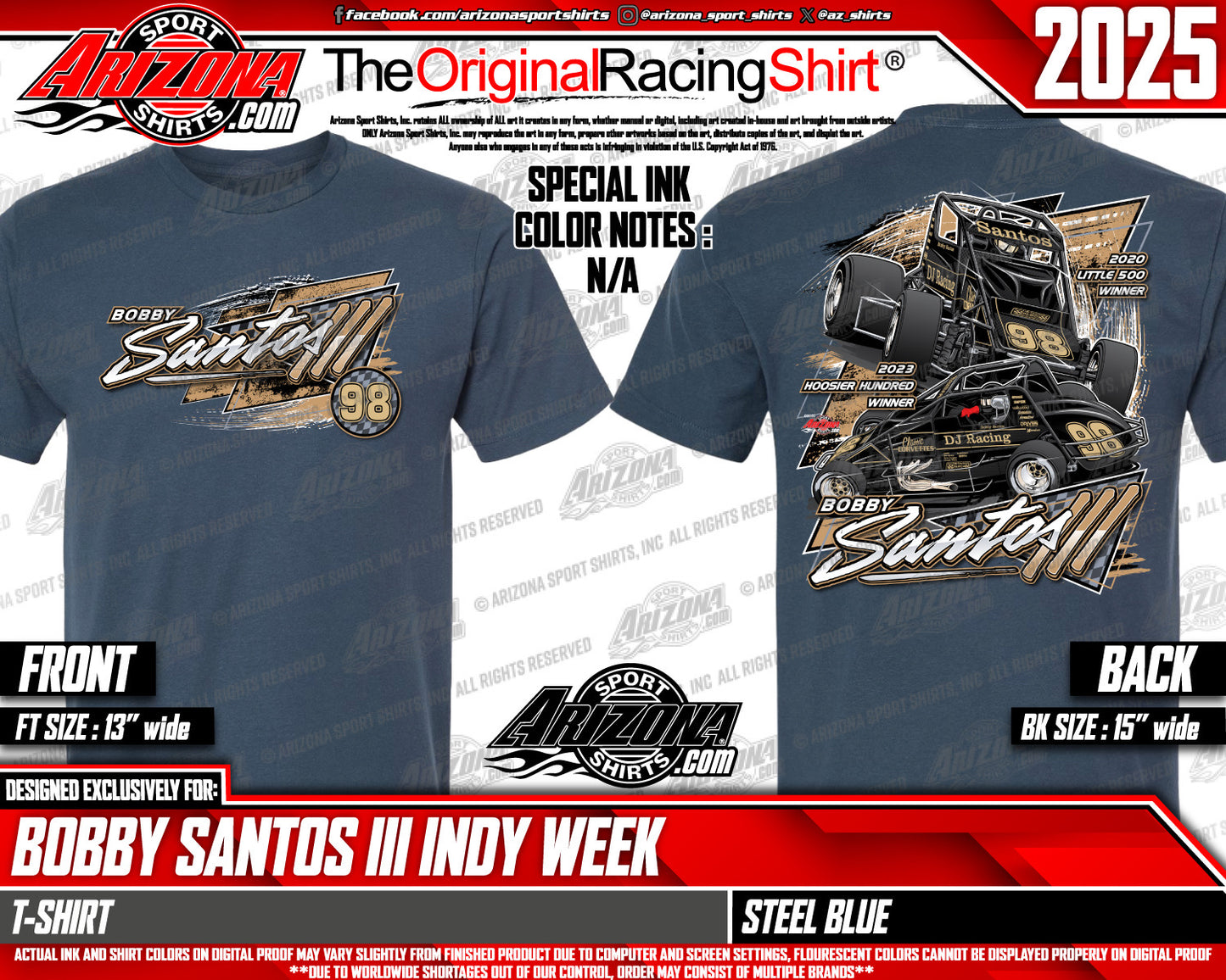2025 98 Steel Blue Non-Wing Sprint/Silver Crown T-Shirt