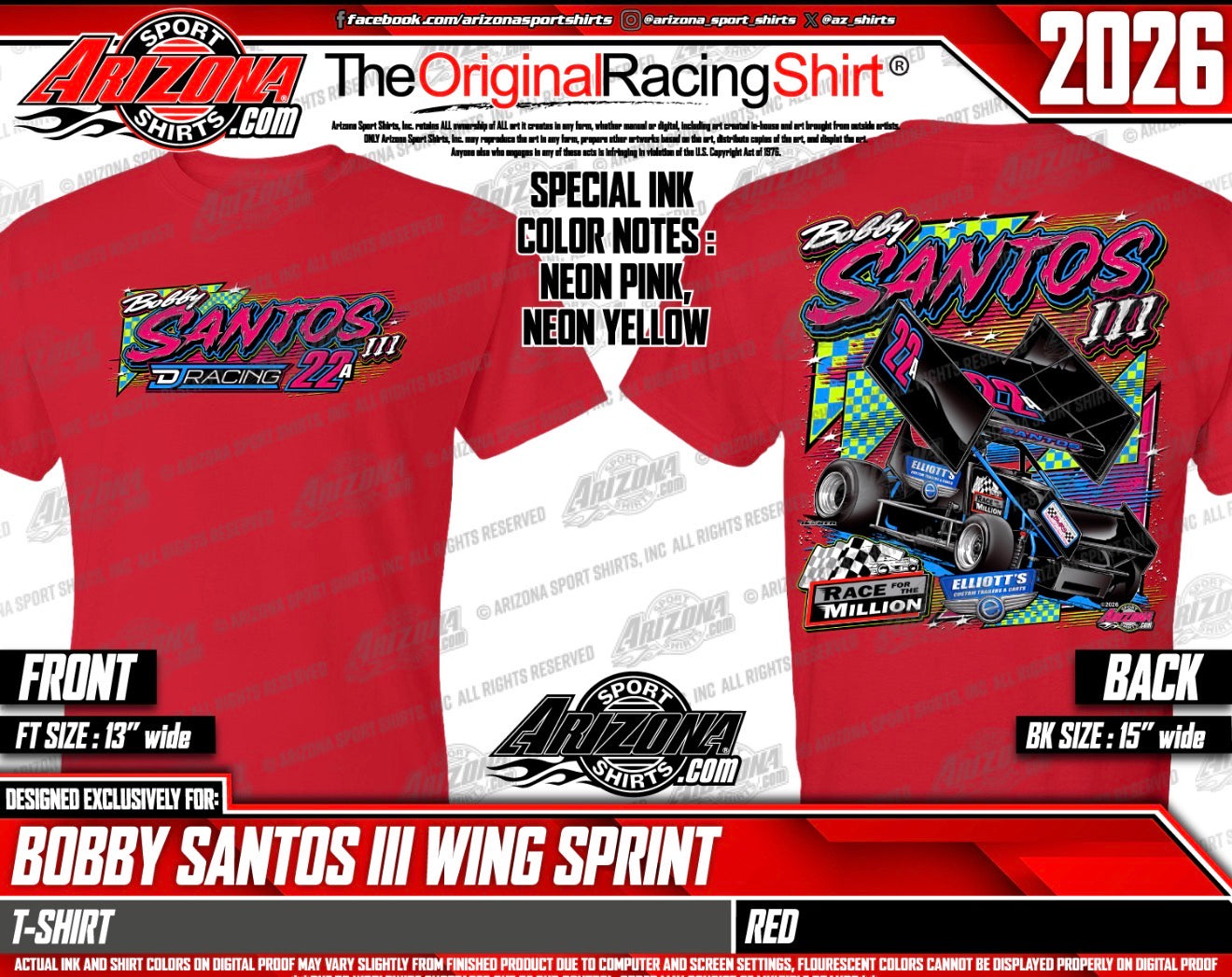 2026 Red Bobby Santos III Elliott’s Custom Trailers Race 4 The Million Tee