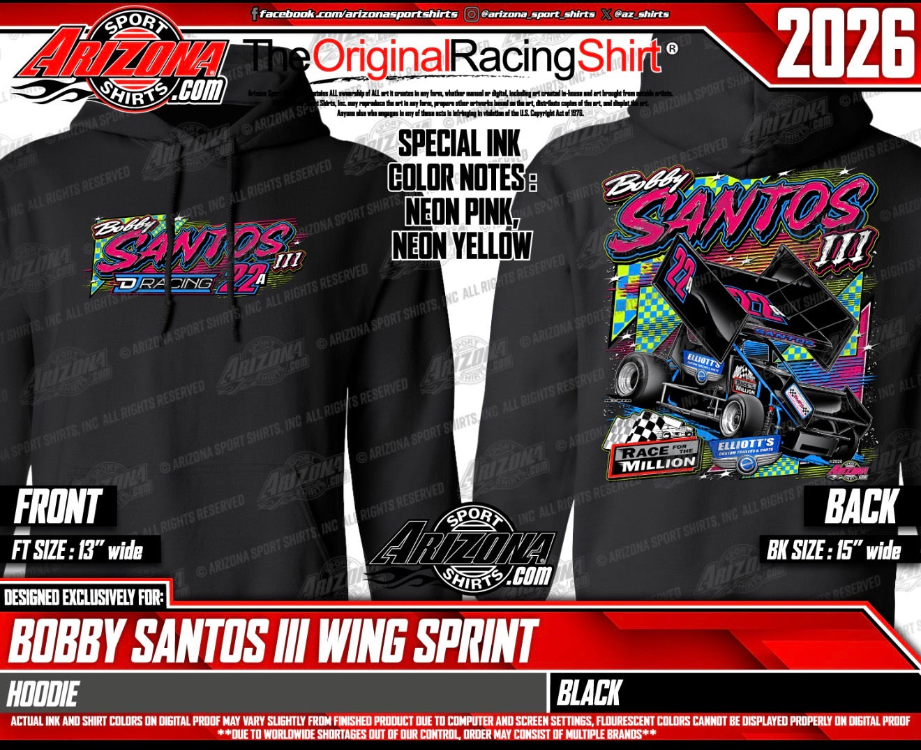 2026 Black Bobby Santos III Elliott’s Custom Trailers Race 4 The Million Hoodie