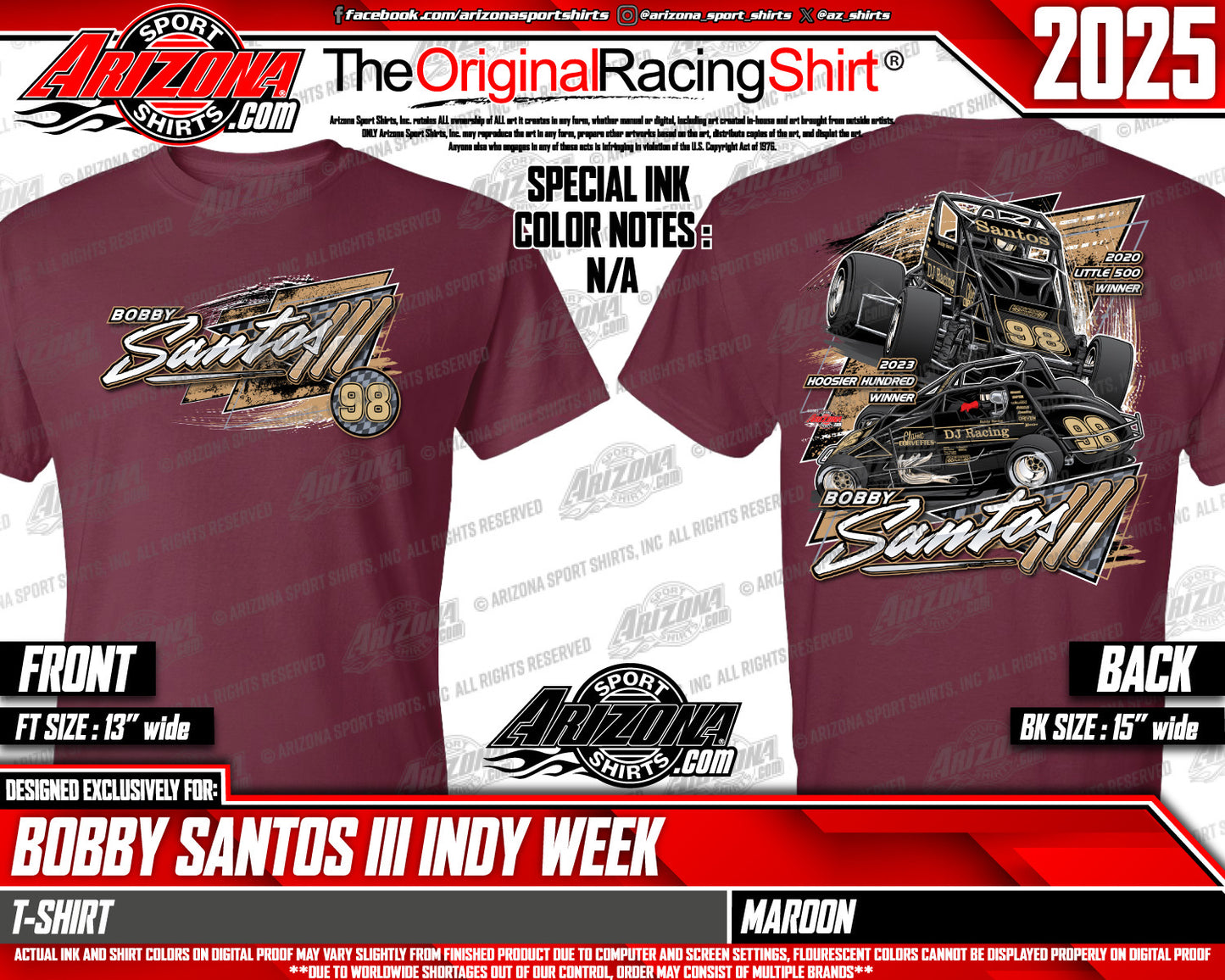 2025 98 Burgundy Non-Wing Sprint/Silver Crown T-Shirt