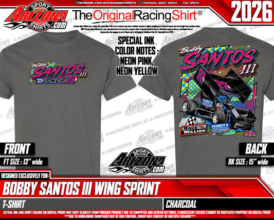 2026 Gray Bobby Santos III Elliott’s Custom Trailers Race 4 The Million Tee