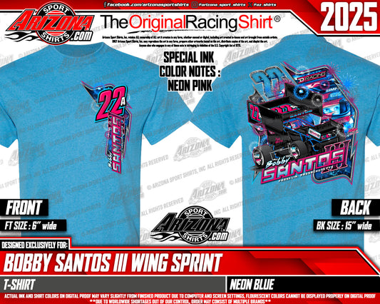 2025 Neon Blue Wing Sprint Car T-Shirt